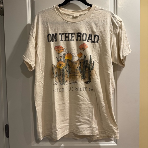 Altar'd State Tops - Altar'd State Cream Graphic Tee with Subtle Brown Print